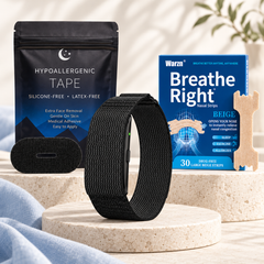 Bracelet réveil, bandelettes nasales et ruban buccal du pack Noctera
