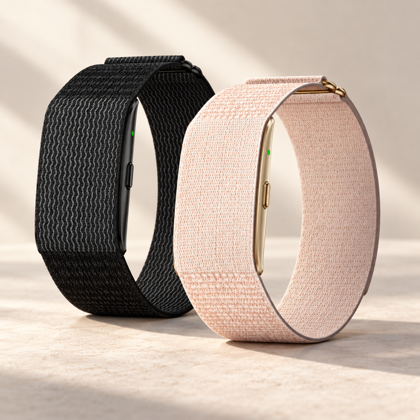 Bracelet réveil Noctera, coloris noir et rose